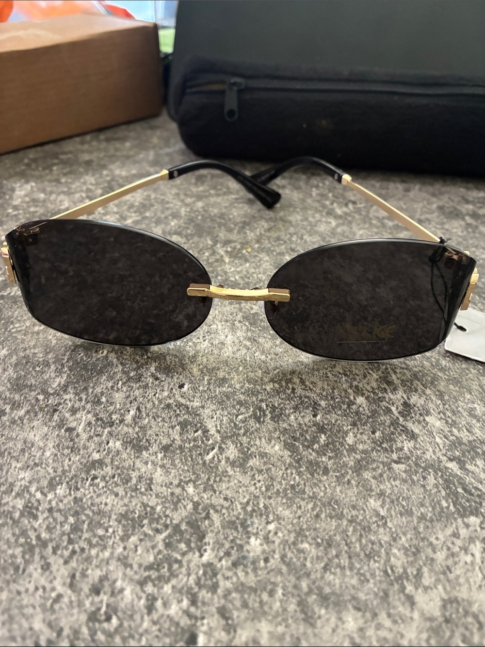 CeCe Gold Frame Sunglasses with Dark Gray Lenses